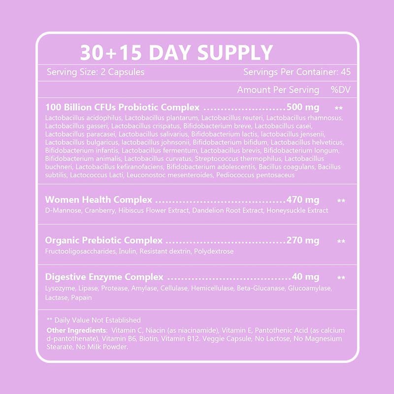 Women Probiotics Capsules Factory - 100 Billion CFU Enzymes