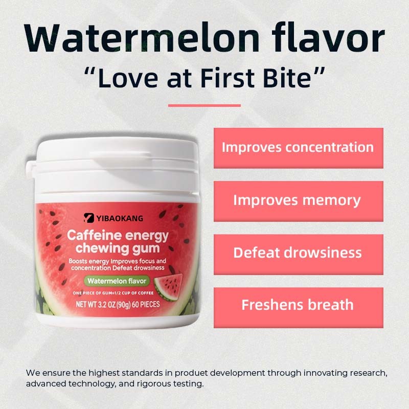 Caffeine Energy Gum Manufacturer - 125mg Watermelon Flavor