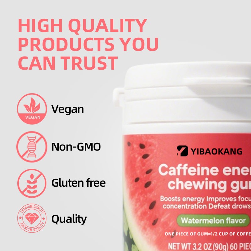 Caffeine Energy Gum Manufacturer - 125mg Watermelon Flavor