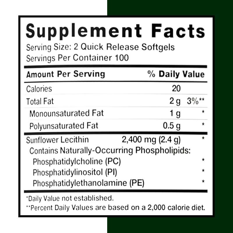 Sunflower Lecithin Softgel Manufacturer - 2400mg Cardiovascular