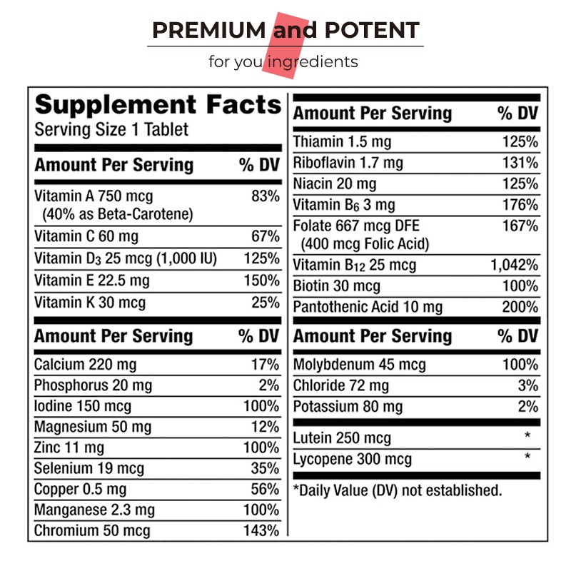 Daily Multivitamin Tablets Supplier - Men 50+ Energy Tablets