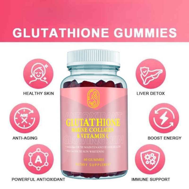 Skin Whitening Gummies Factory - Marine Collagen Glutathione Glow Supplements