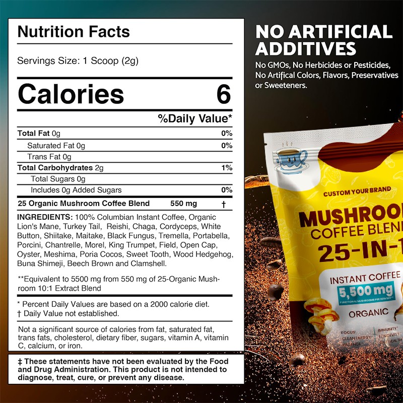 Reishi Coffee Manufacturer - OEM Organic GMP Instant 4 in 1 Mushroom Coffee