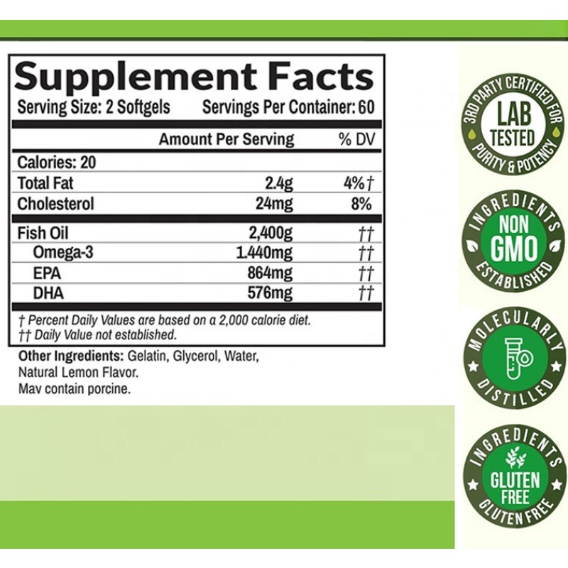 Omega 3 Softgels Factory - OEM ODM Premium DHA EPA Brain Health Fish Oil