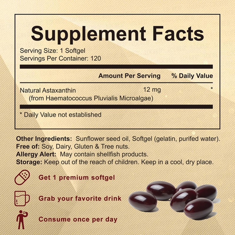 Astaxanthin Softgel Factory - 12mg Antioxidant Non-GMO