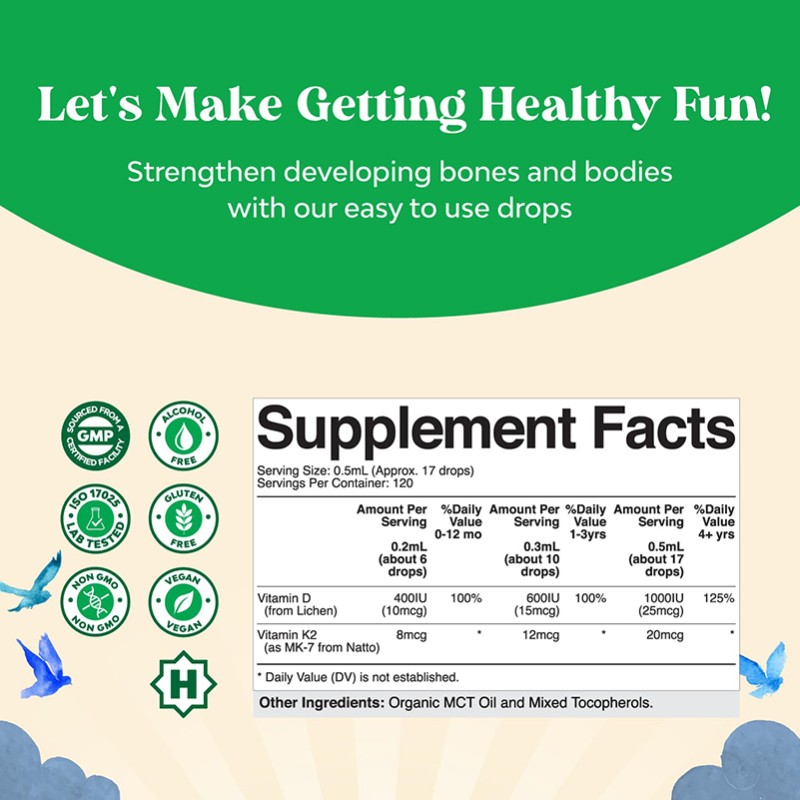 Vitamin D3 K2 Drops Supplier - Natural Non GMO Liquid D3K2