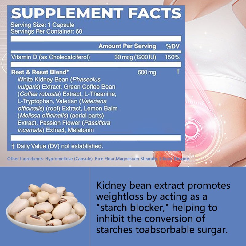 Night Time Fat Burner Capsules Factory - Vitamin D Bean Extract