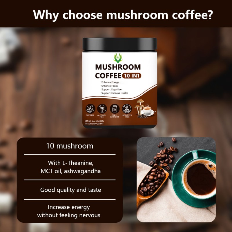 Mushroom Coffee Supplier - 10 Mushrooms Ground Coffee