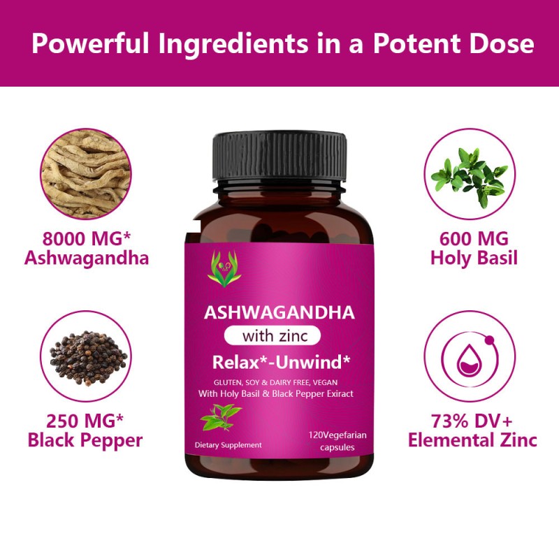 Pure Ashwagandha Capsules Factory - Zinc Black Pepper Stress