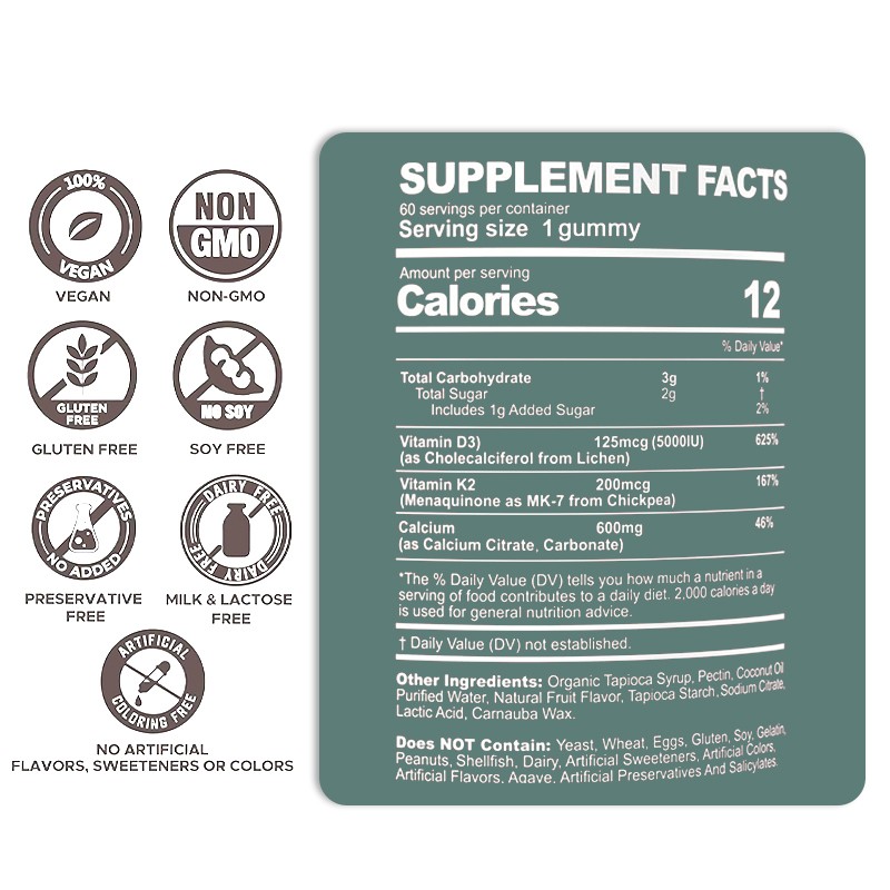 Vitamin D3 K2 Gummies Manufacturer - Calcium Bone Joint