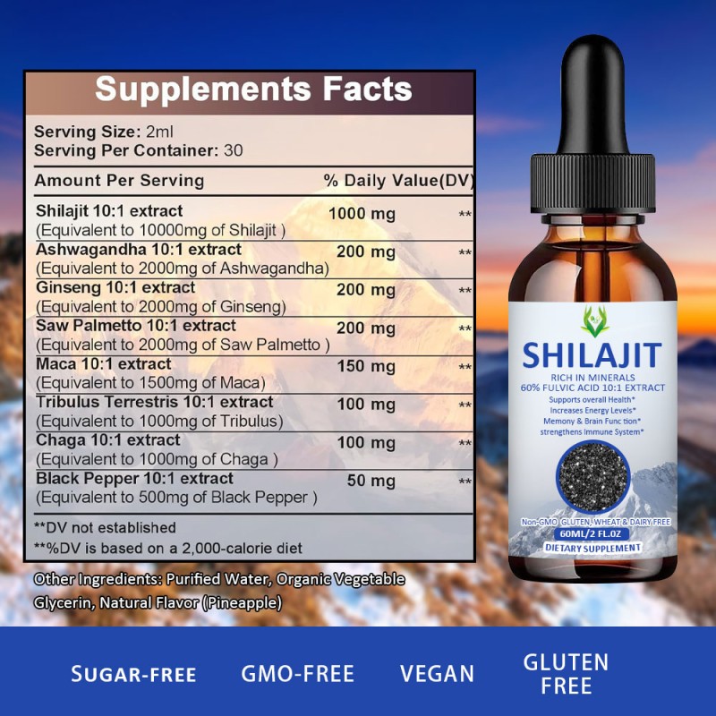 Shilajit Liquid Drops Factory - 85 Trace Minerals Vitamin