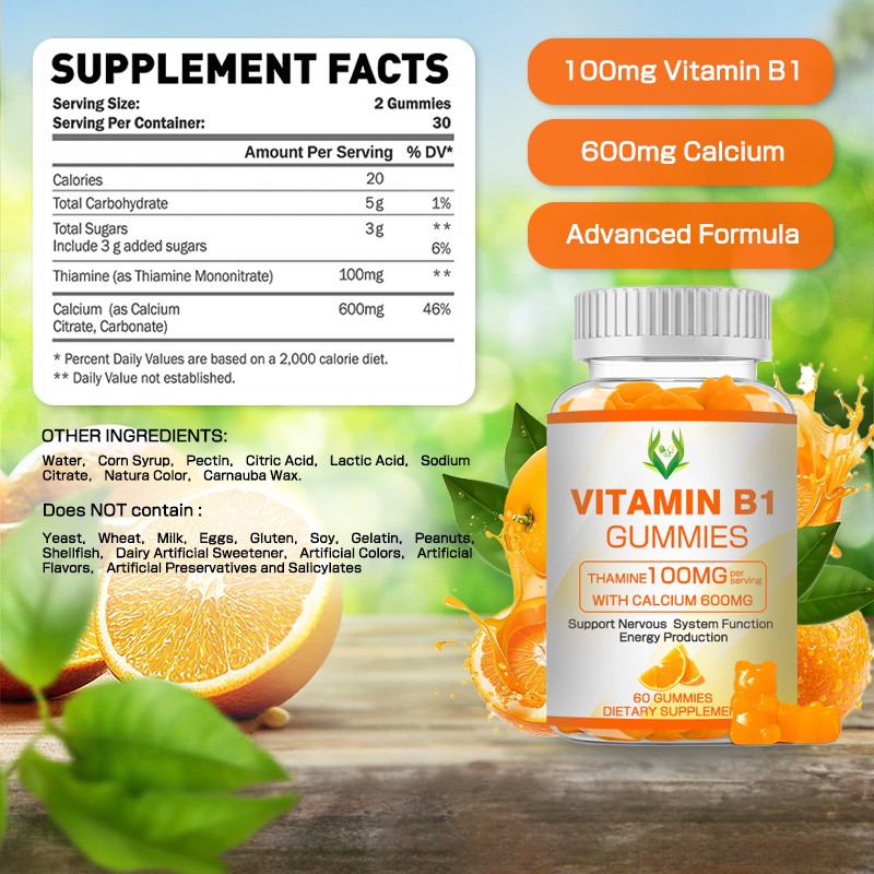 Vitamin B1 Gummies Manufacturer - 100mg Thiamine Calcium