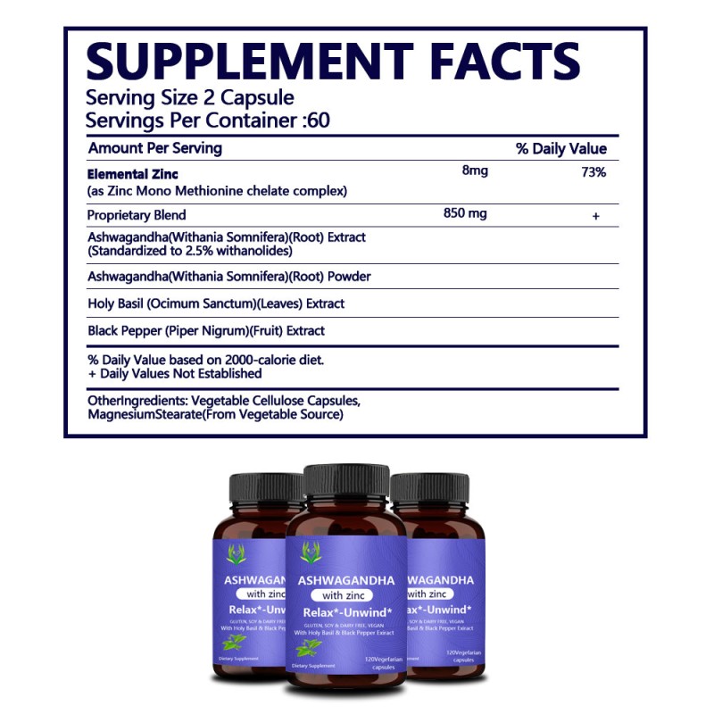 Holy Basil Ashwagandha Capsules Supplier - Zinc Mood Support