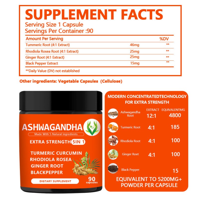 Ashwagandha Extract Capsules Factory - 5 in 1 Immune Support