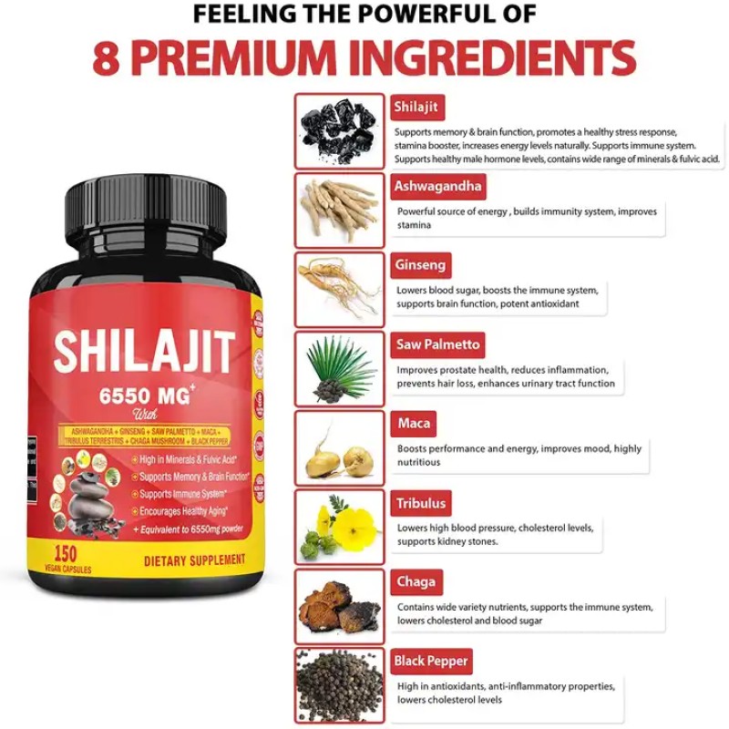 Shilajit Capsules Supplier - Natural Extract for Men Ashwagandha Saw Palmetto