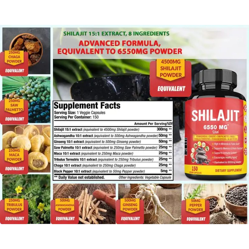 Shilajit Capsules Supplier - Natural Extract for Men Ashwagandha Saw Palmetto