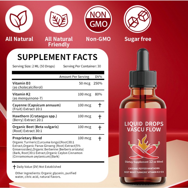 Herbal Drops Factory - OEM ODM Pepper Extract Hawthorn Berry D3 K2