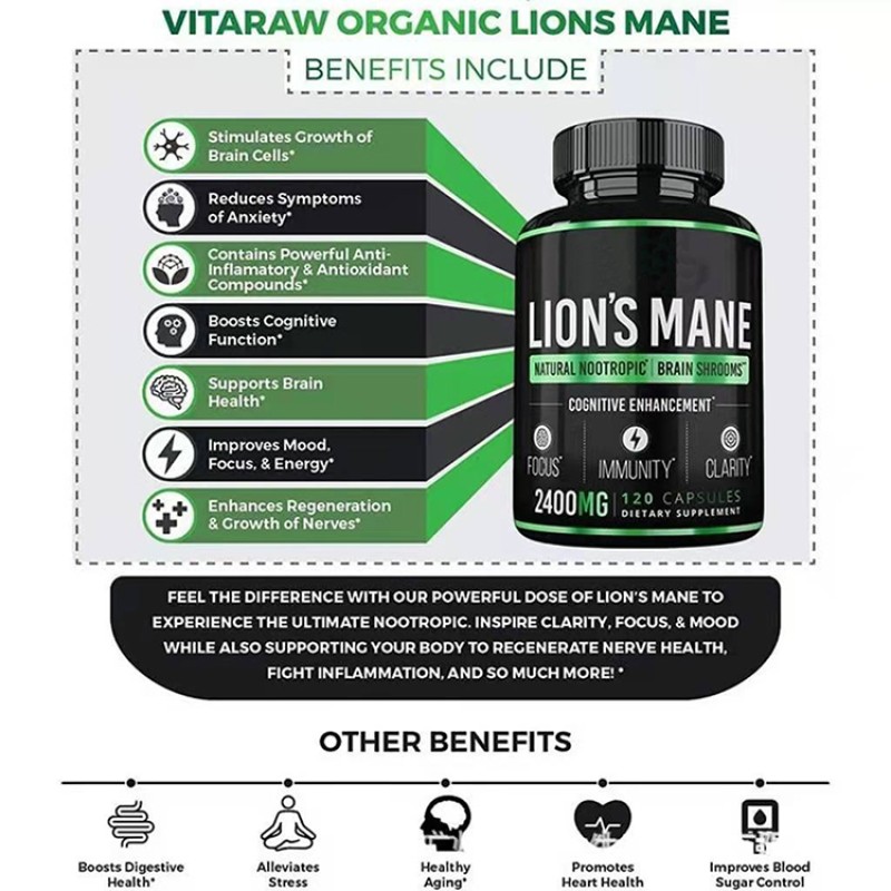 Lion's Mane Capsules Manufacturer - Mushroom Powder Bone Density