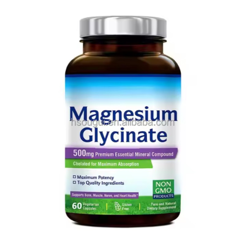 Magnesium Glycinate Capsules Factory - 500mg Muscle Nerve Health