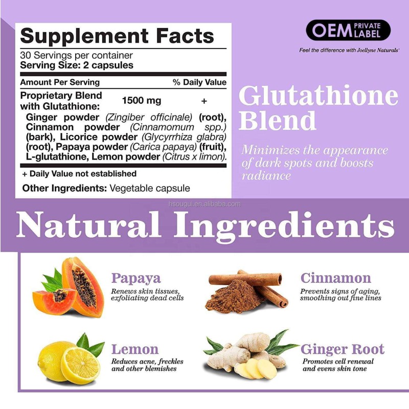 Skin Care Capsules Factory - 1500mg L-Glutathione Blend