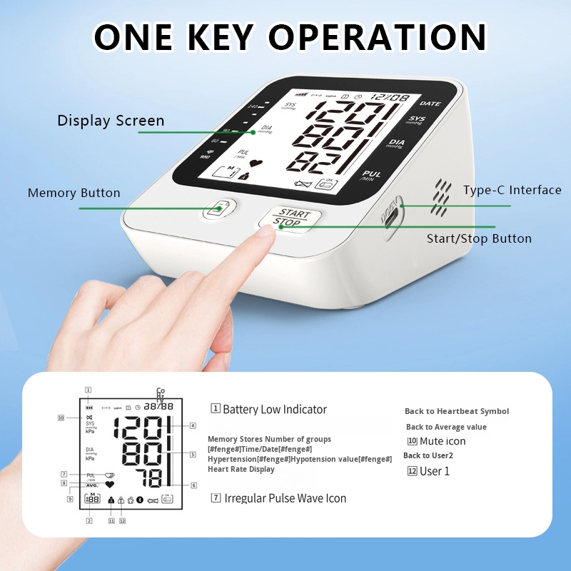 Blood Pressure Monitor Factory - Arm Type Large Screen One-button Operation