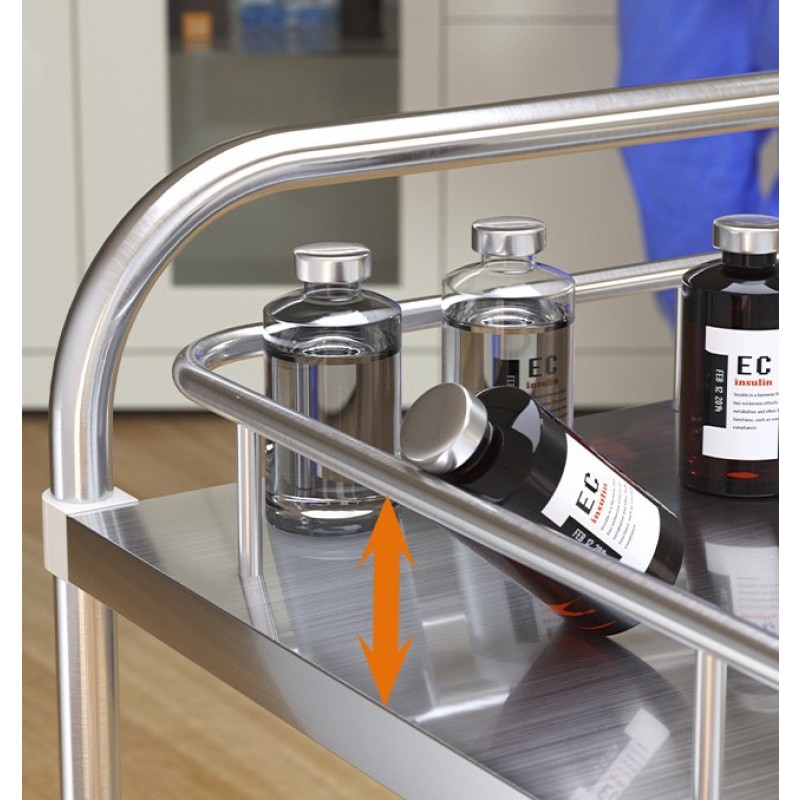 Surgical Trolley Manufacturer - Stainless Steel Emergency Cart 2 Layers