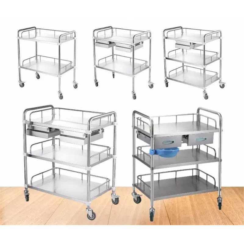 Emergency Cart Factory - Stainless Steel Medical Treatment Trolley with Drawer