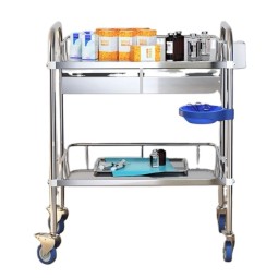 Emergency Cart Factory - Stainless Steel Medical Treatment Trolley with Drawer