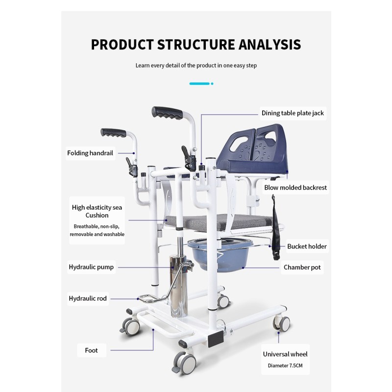 Electric Lift Factory - Multi-functional Patient Transfer Wheelchair with Chair