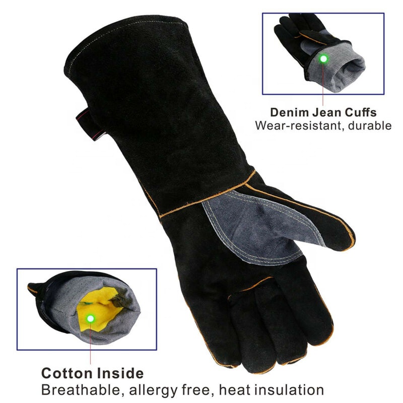 Cow split leather work gloves